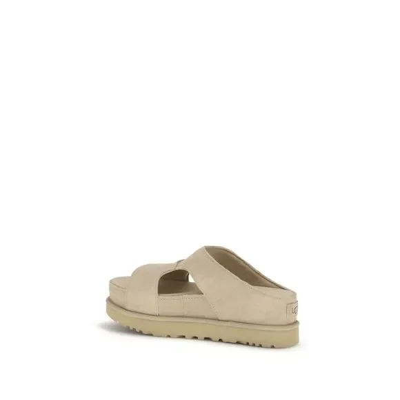 UGG Beige Calf Leather Bos Taurus Platform Women's Sandals
